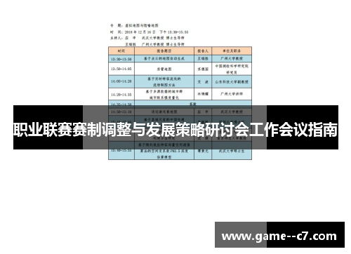 职业联赛赛制调整与发展策略研讨会工作会议指南